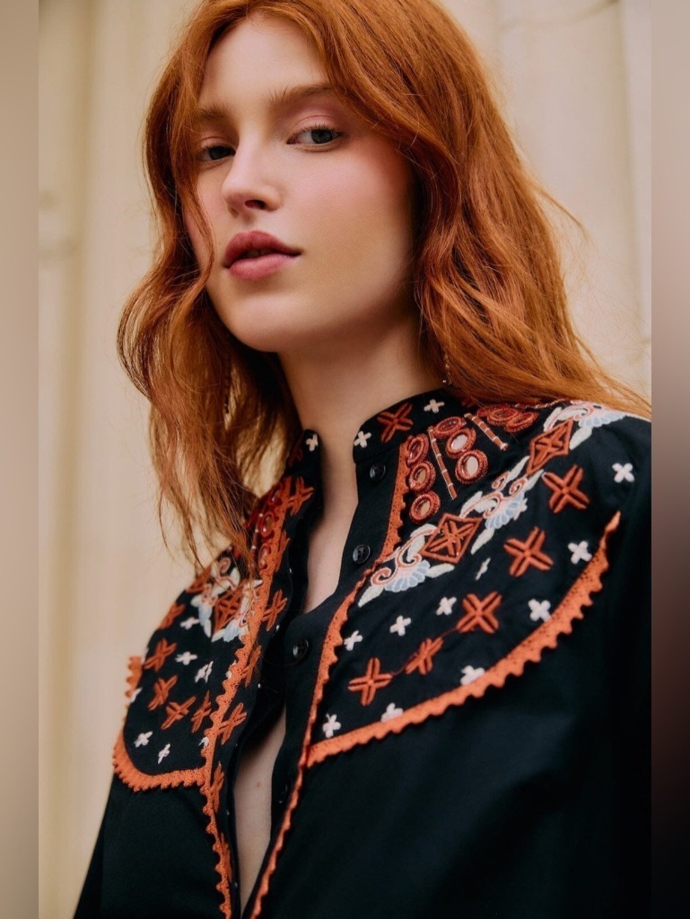 Farm Rio Black Embroidered Buttoned Long Sleeve Shirt - Picture 3 of 10